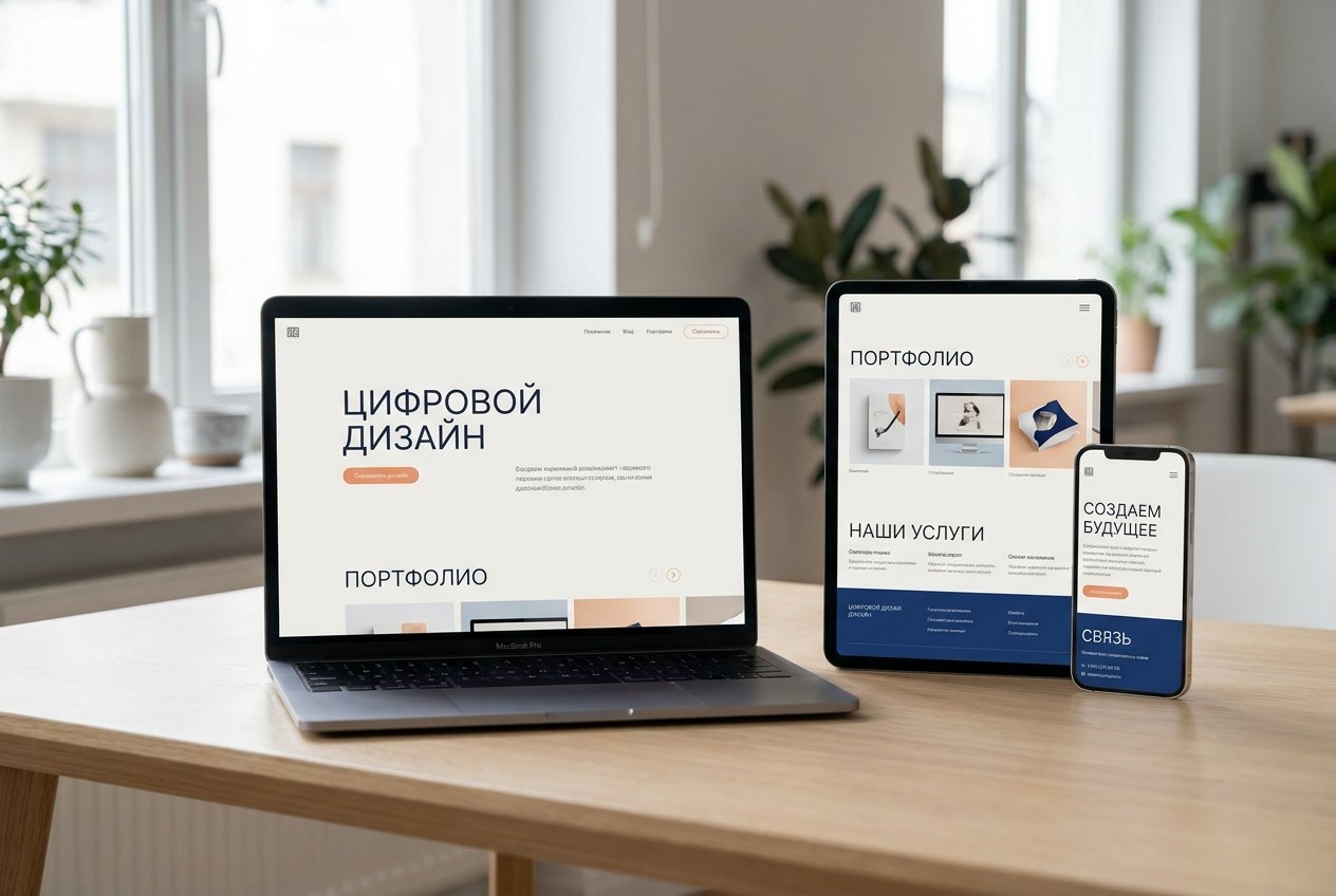 Сайт компании на устройствах — ИИ-иллюстрация