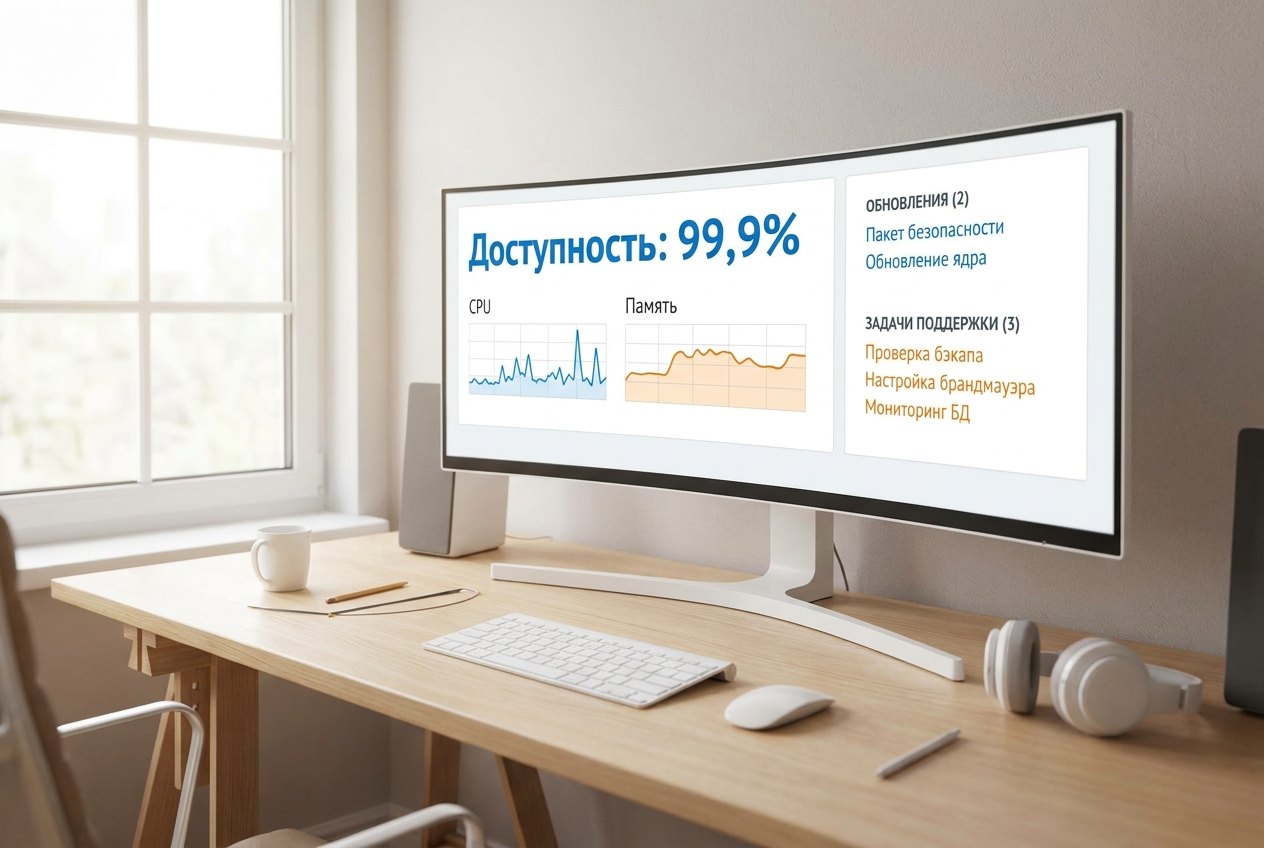 Мониторинг и поддержка — ИИ-иллюстрация